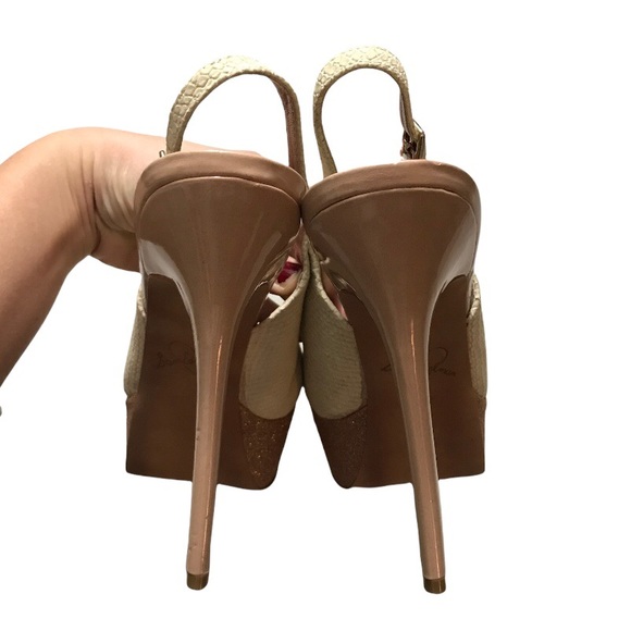 *SOLD!* EUC Sam Edelman Novato Snakeskin glitter slingback platforms 9.5 - Picture 7 of 8